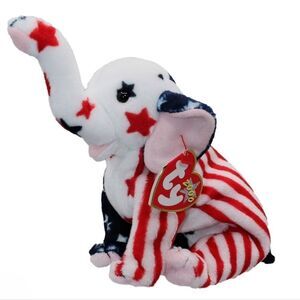 Ty Beanie Babies 2000 Righty Plush Elephant Patriotic